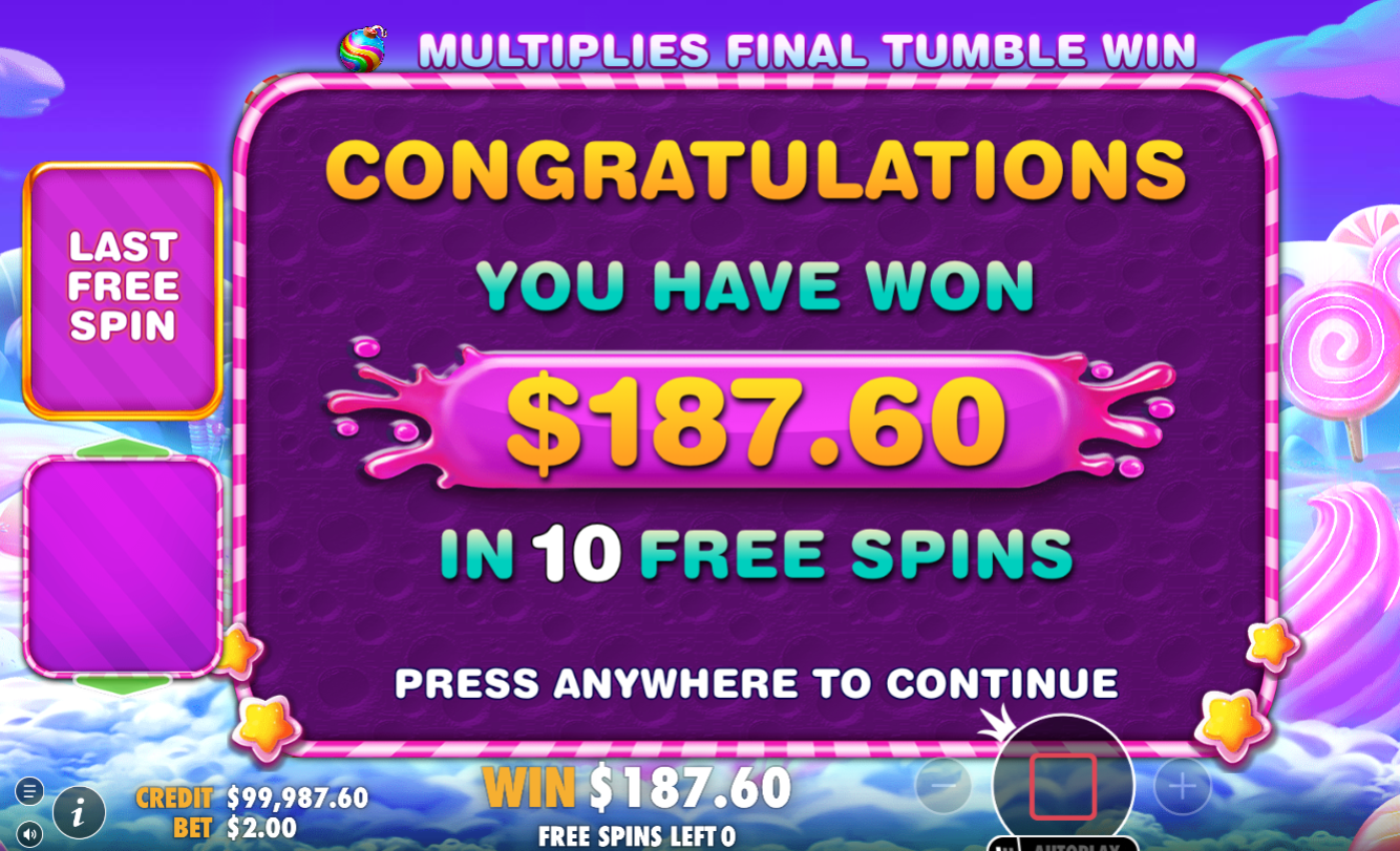 Sweet Bonanza 1000 free spins round win