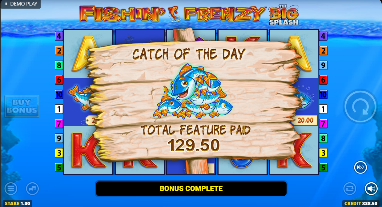 bonus complete screen