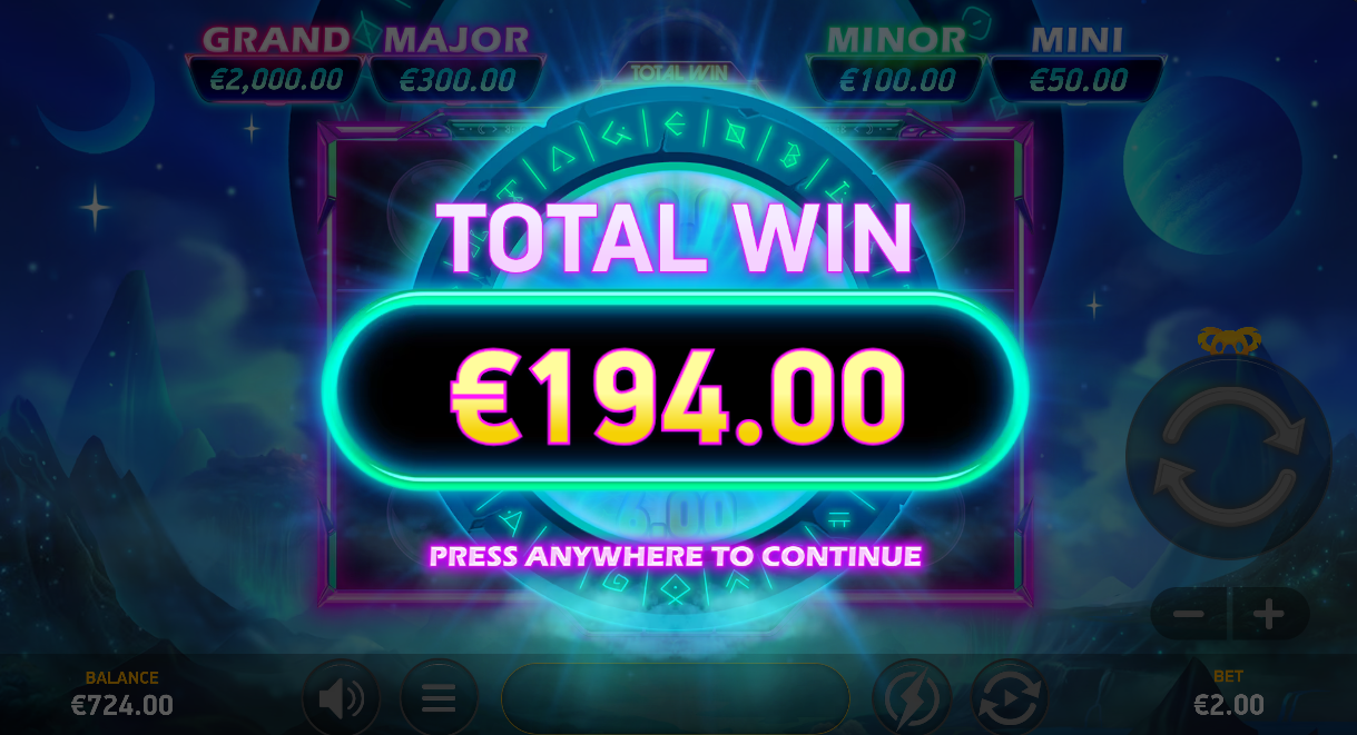 Hold and Win feature result