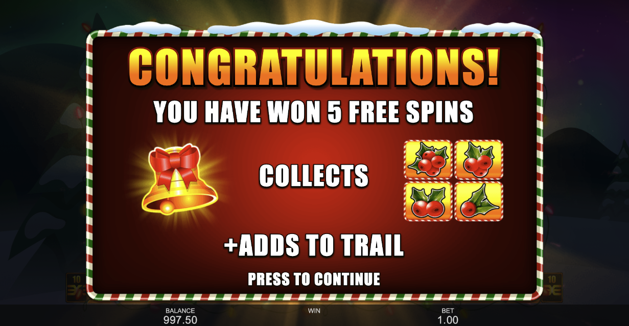 Triggered the Christmas Trail free spins bonus round