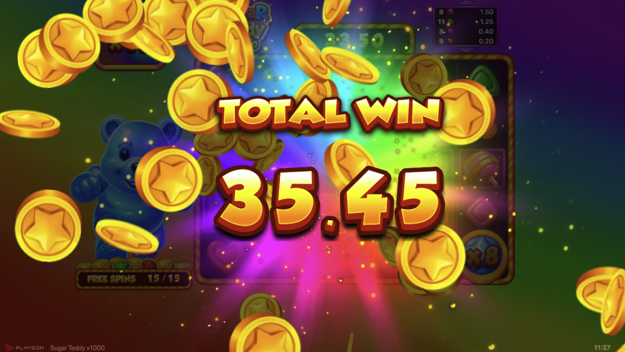 Our result from playing the free spins round