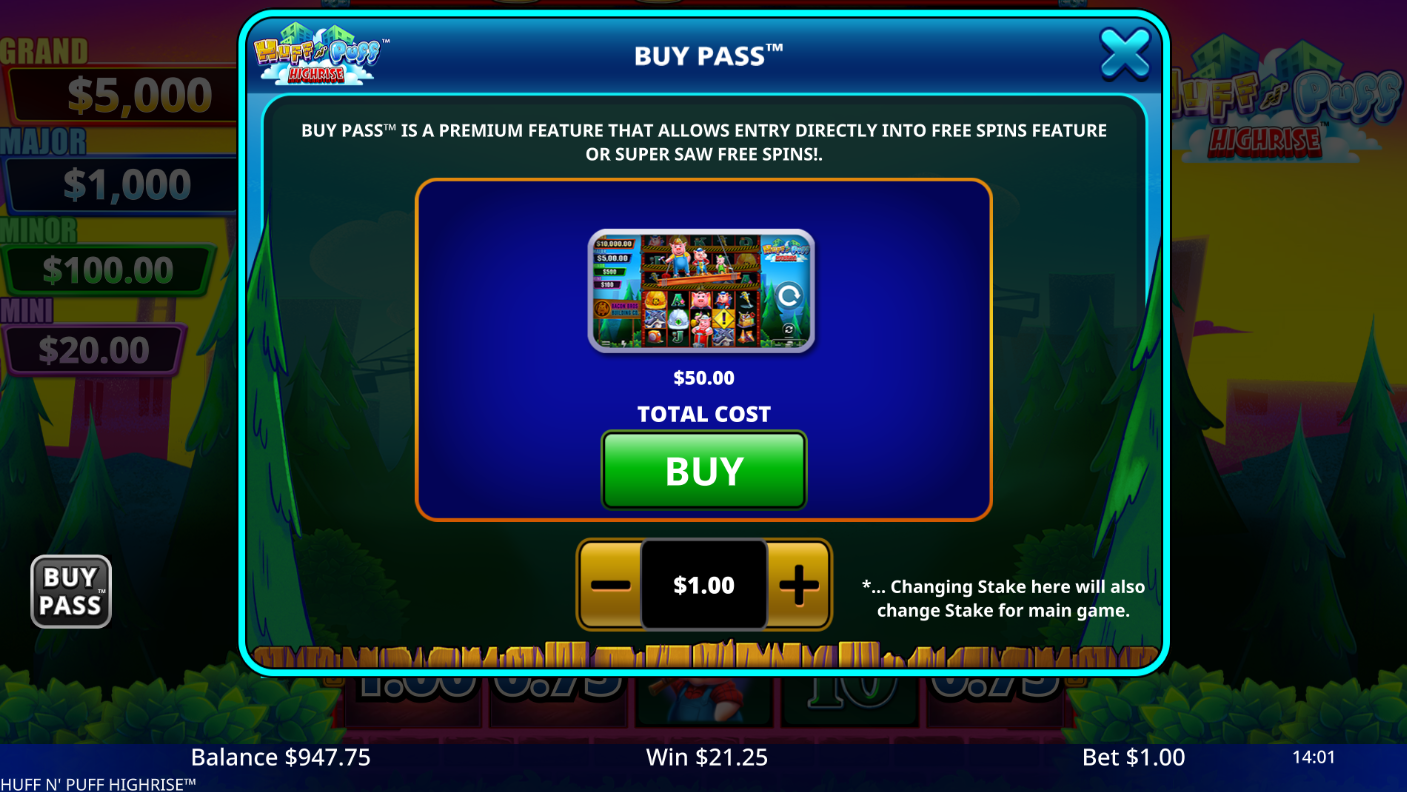 The bonus buy feature costs 50x