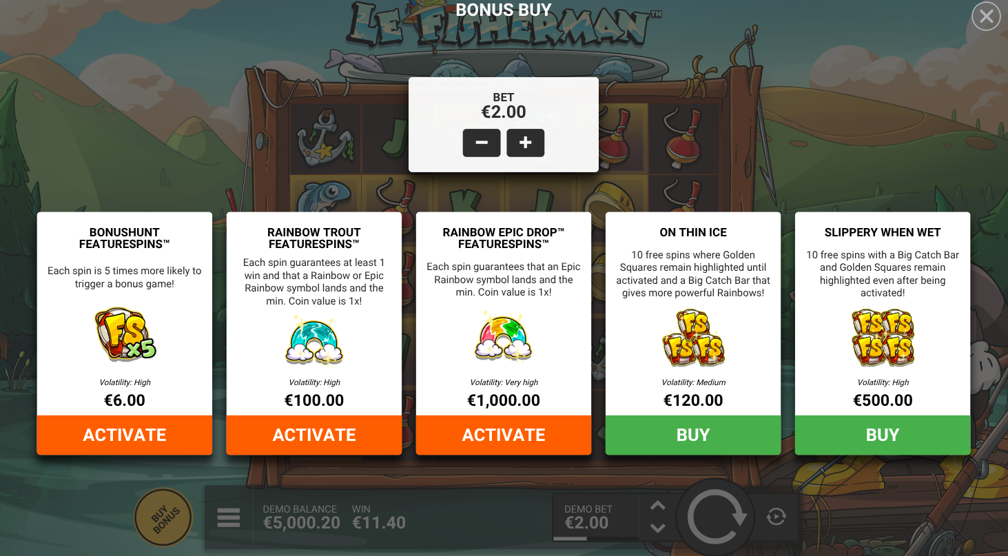 Bonus buy feature options