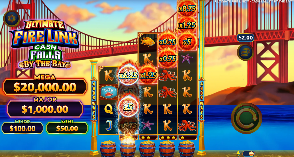 Fireball symbols triggering the Cash Falls feature