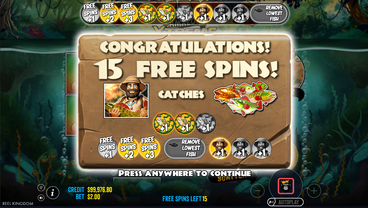 screen displaying earned modifiers