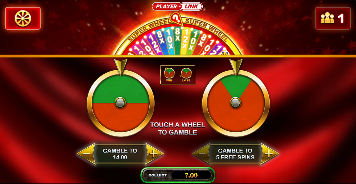 gamble feature showing two wheels