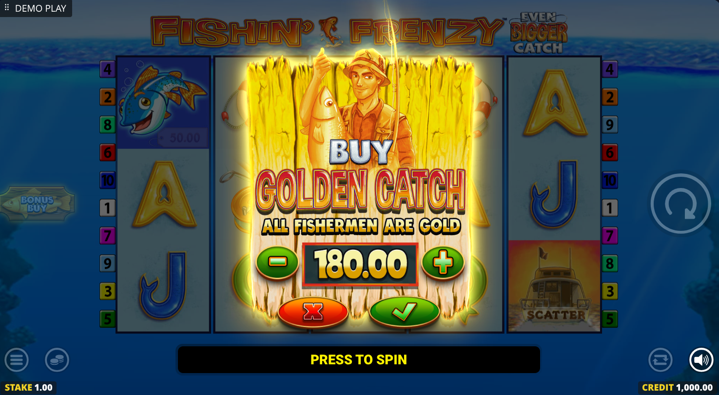 Golden Catch Bonus Buy purchase screen