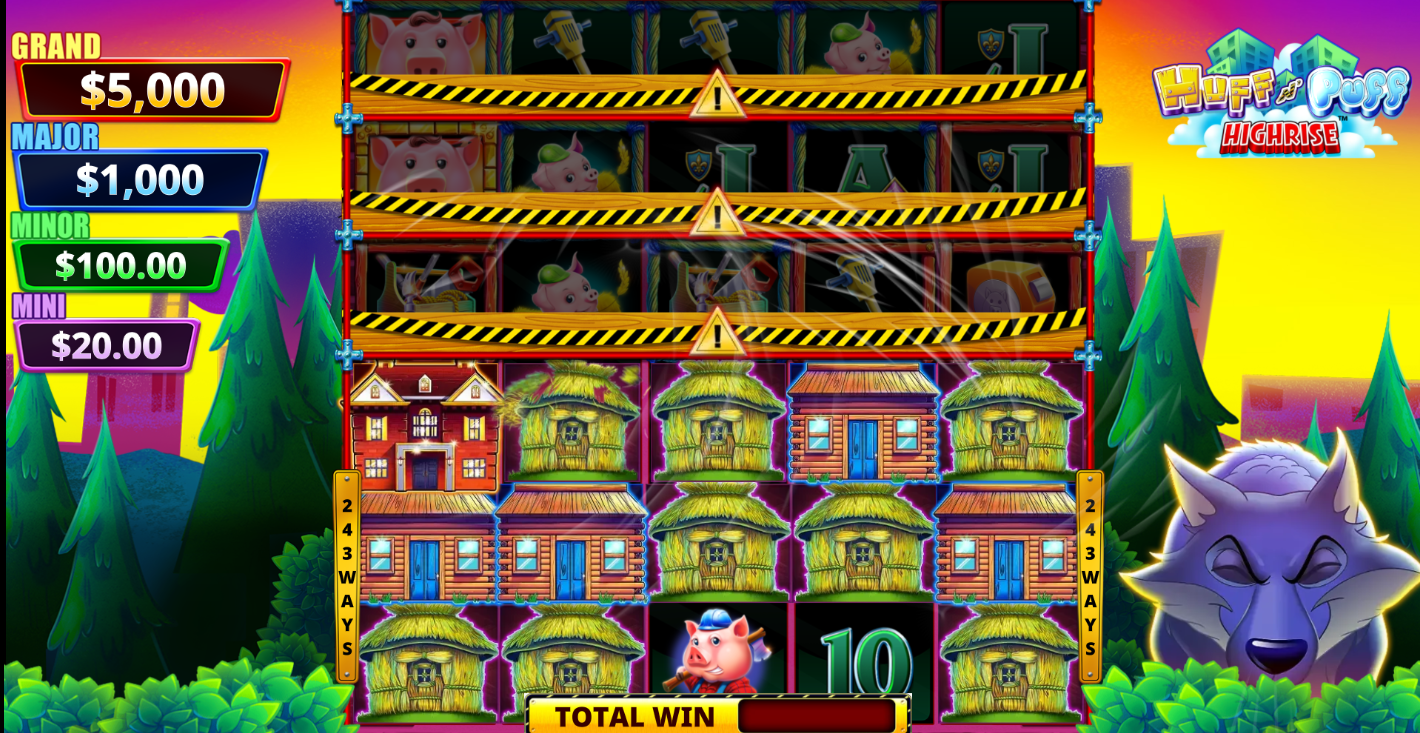 Huff N' Puff Highrise slot grid