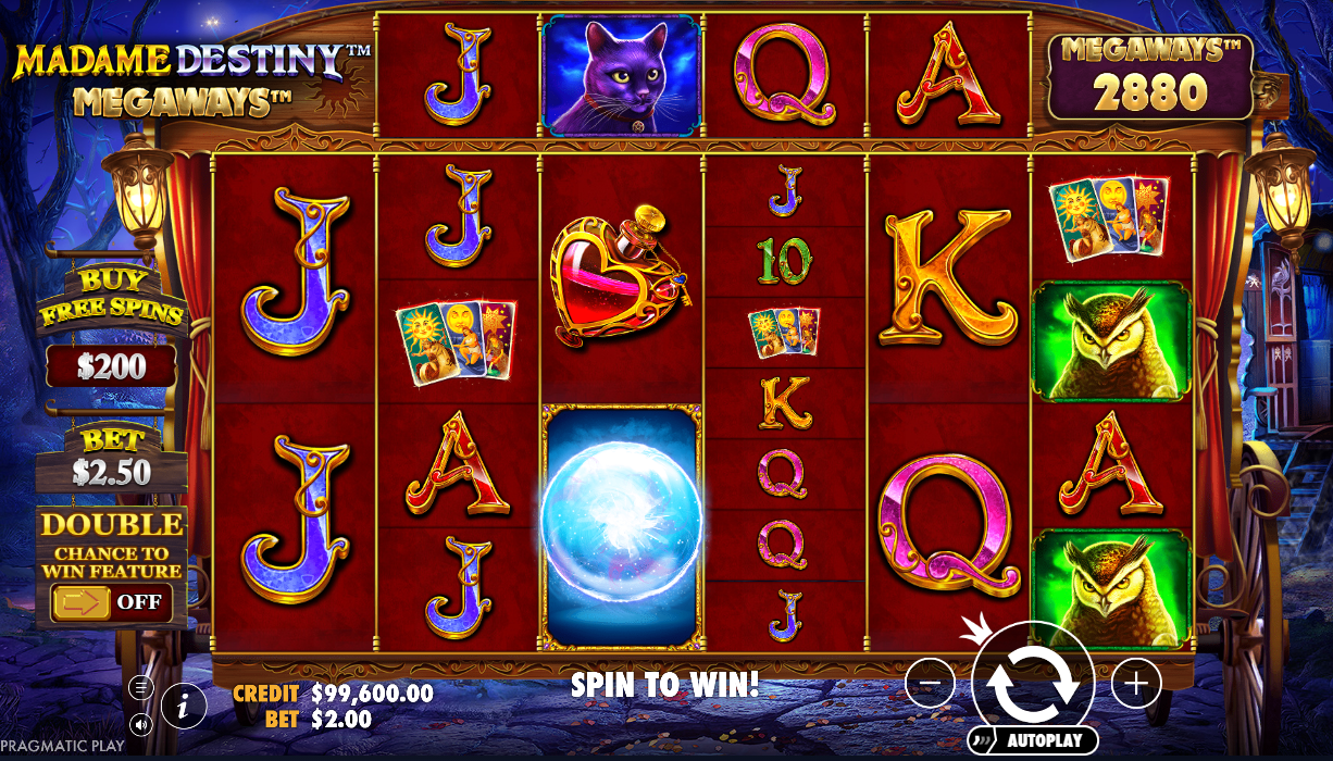Madame Destiny Megaways main reel grid