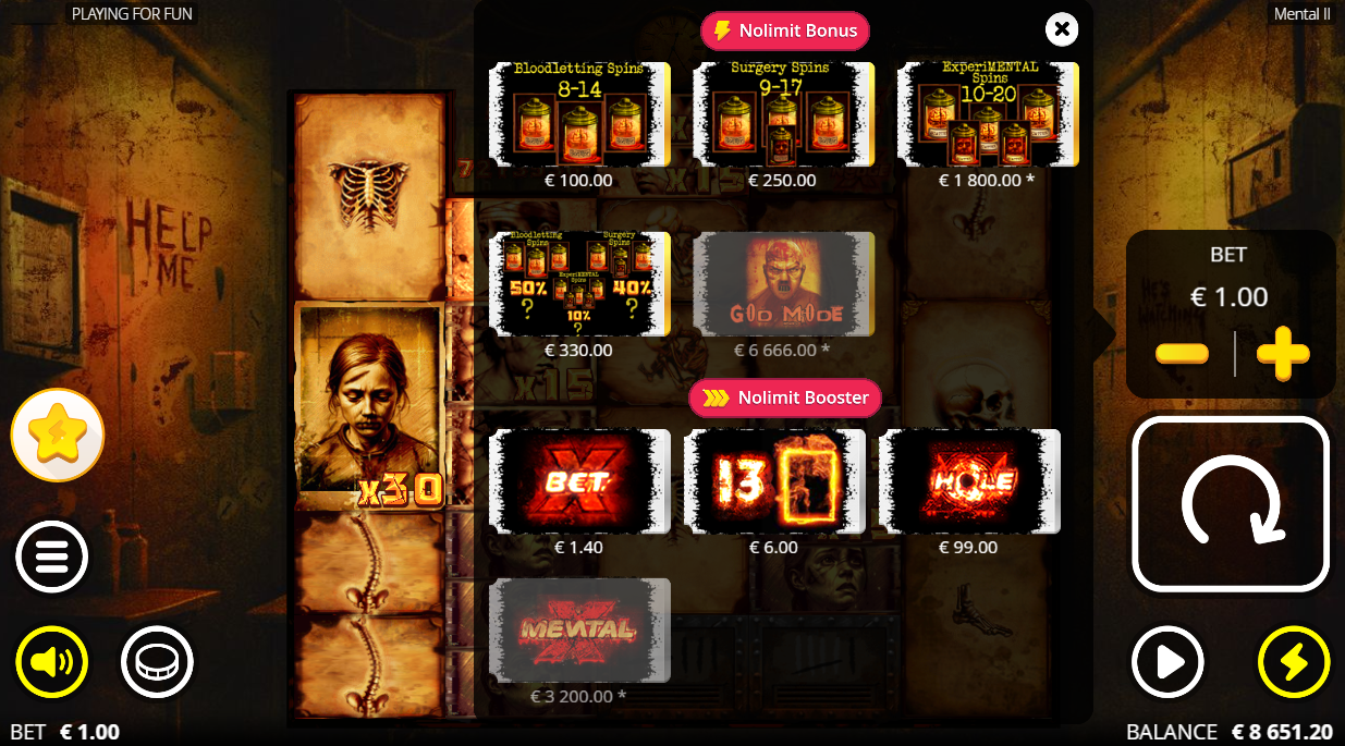 NoLimit Bonus and NoLimit Booster buy menu