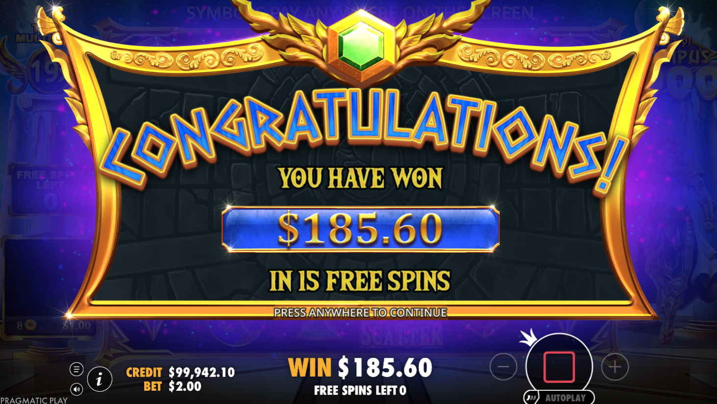 Our win from the bonus round