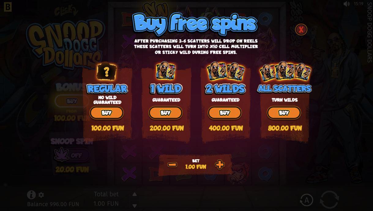 Purchase free spins option