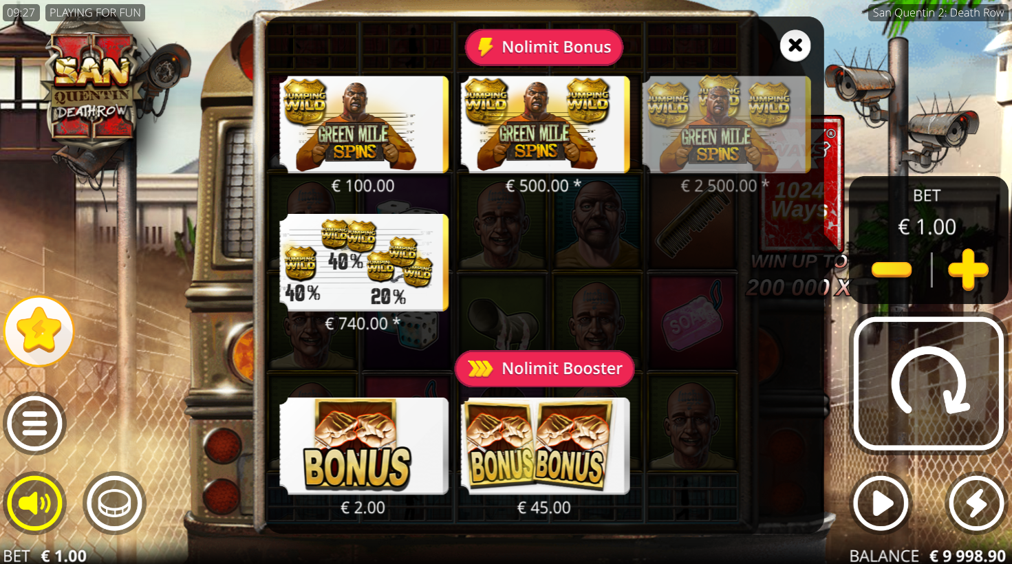 The various bonus buy purchase and feature options