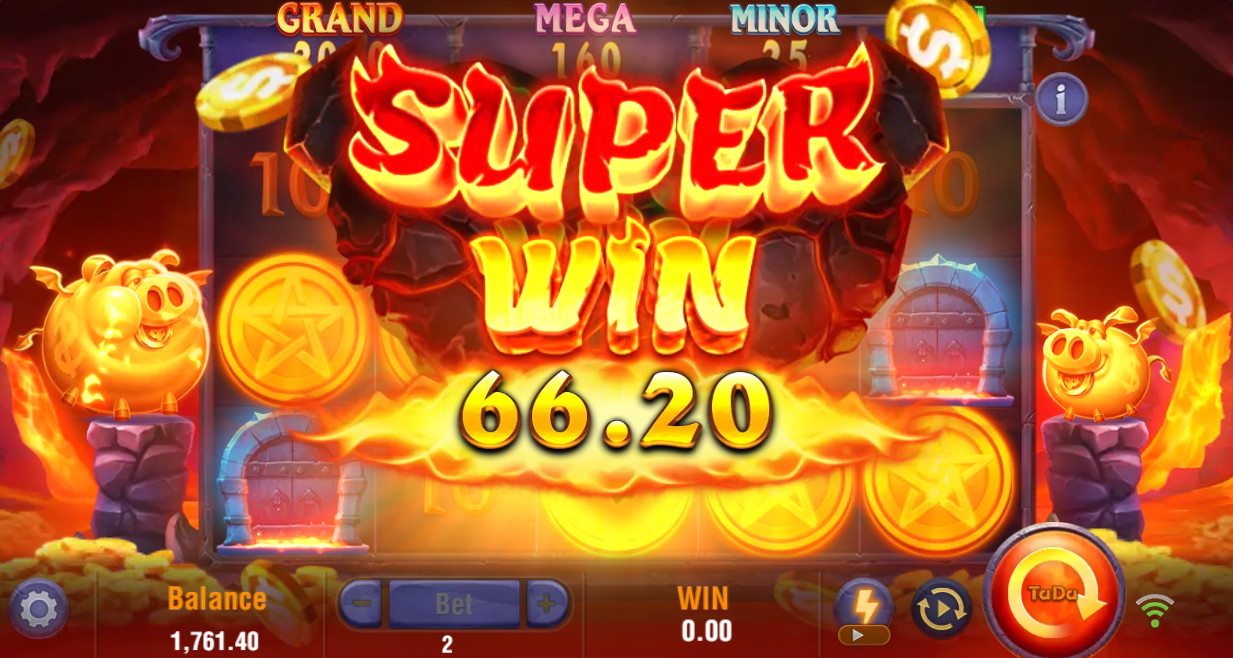 flaming text super win celebration