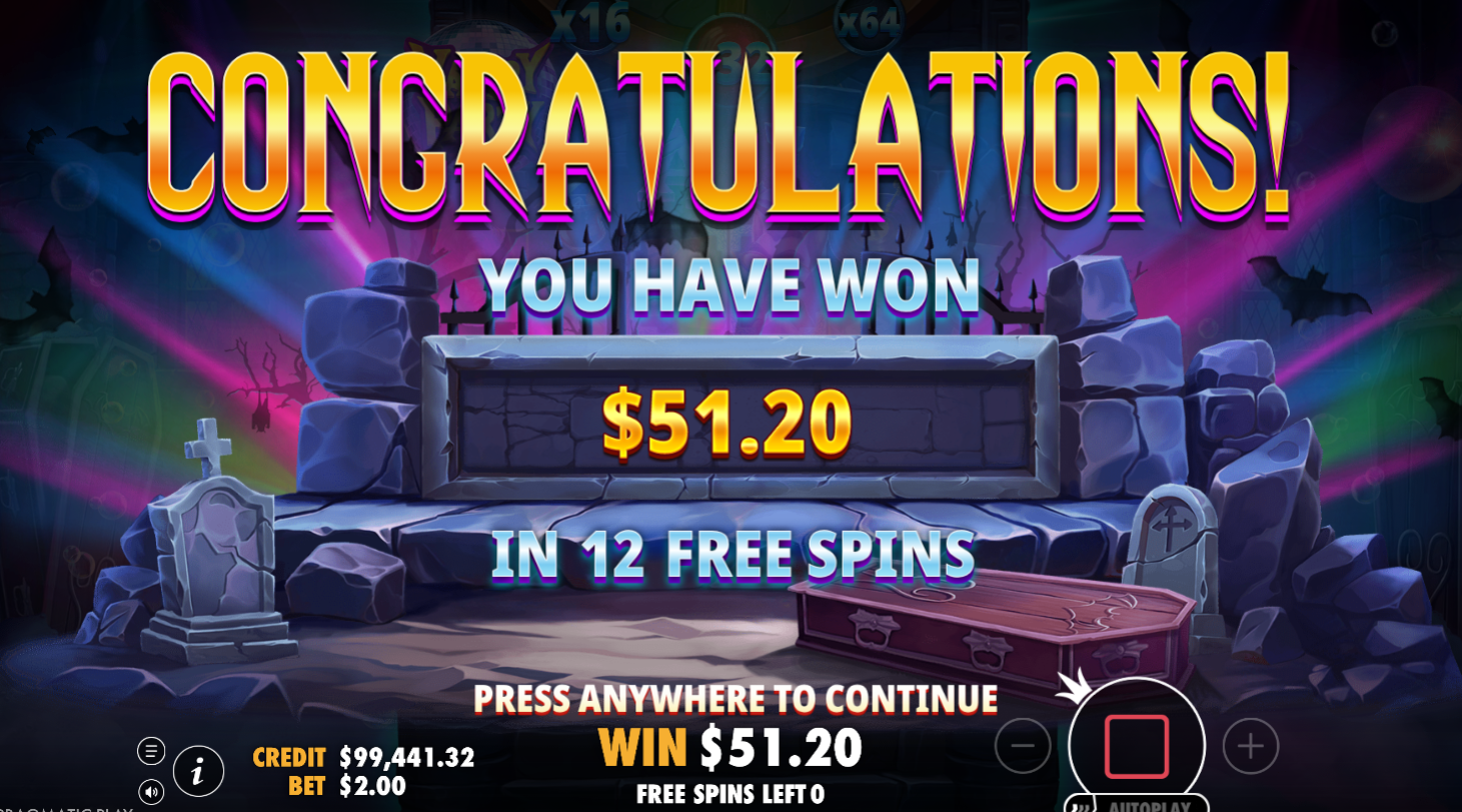 Free spins round winnings