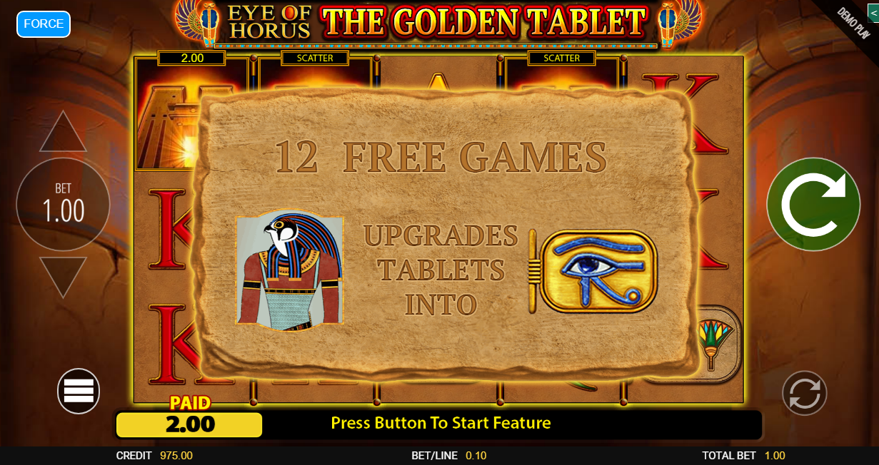 Eye of Horus Golden Tablet scatter trigger