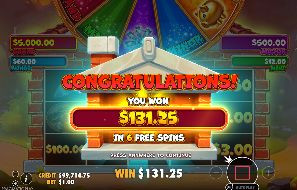 Brick House Bonanza total win screen