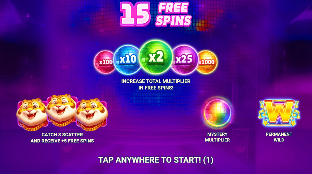 15 spins awarded with disco ball multipliers
