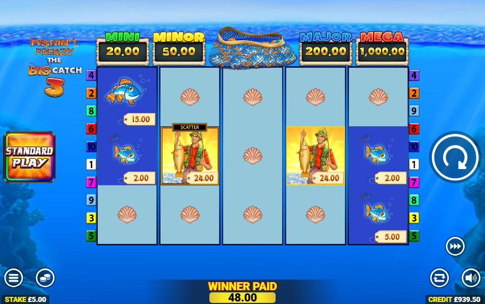 Power Play win in Fishin Frenzy Big Catch 3