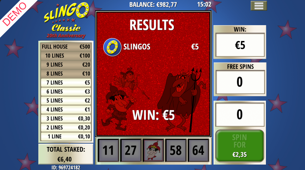 €5 end-of-game results screen