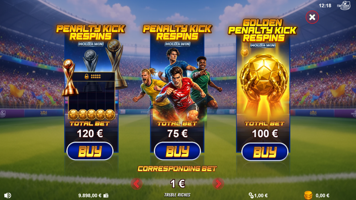 Treble Riches bonus buy menu showing three entry options
