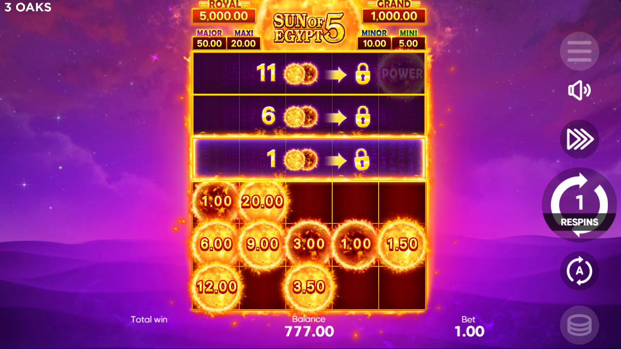 Sun of Egypt 5 bonus round with sun coins