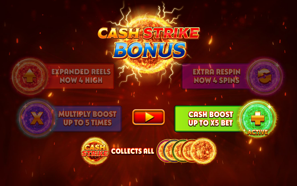 bonus round modifier screen showing four possible upgrades active