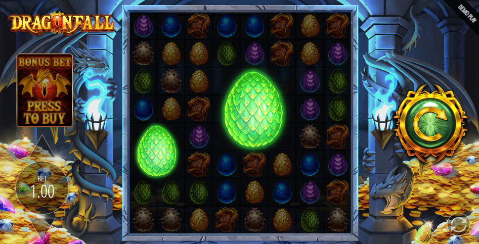 A Dragonfall Colossal green egg symbol covering multiple grid positions