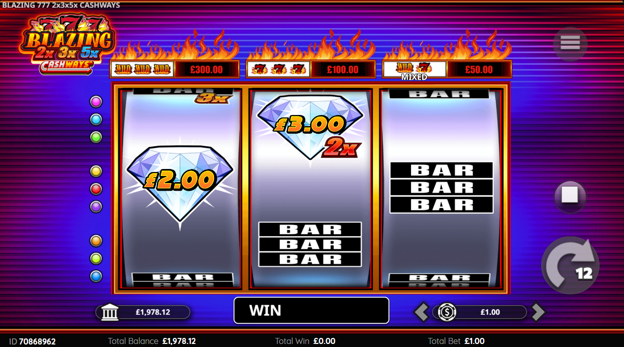Blazing 777 2x 3x 5x Cashways