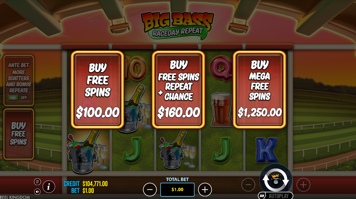 buy feature screen showing three options