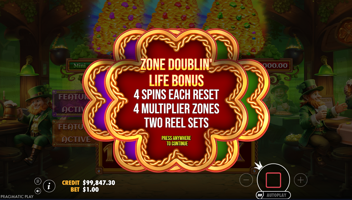 Lucky's Wild Pub 2 feature screen