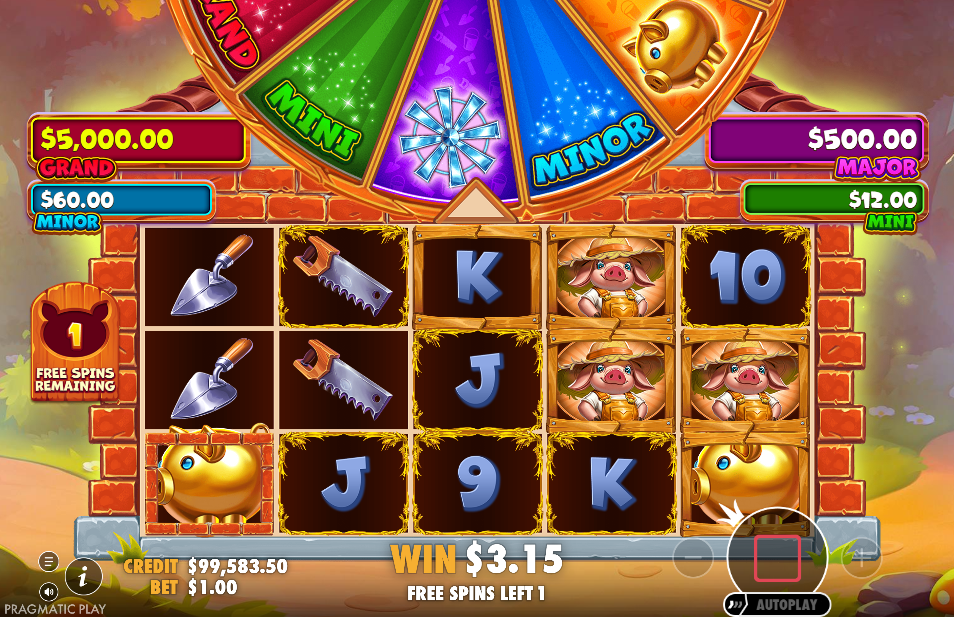 free spins showing straw and wood marked positions on the grid