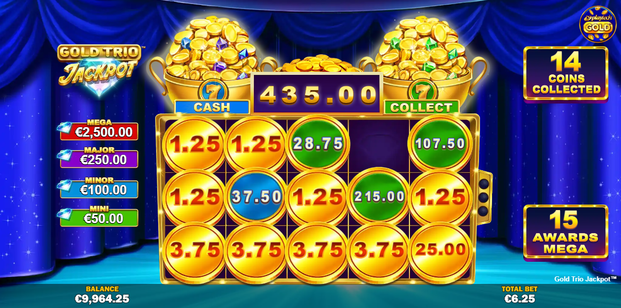 respins board showing 14 coins collected