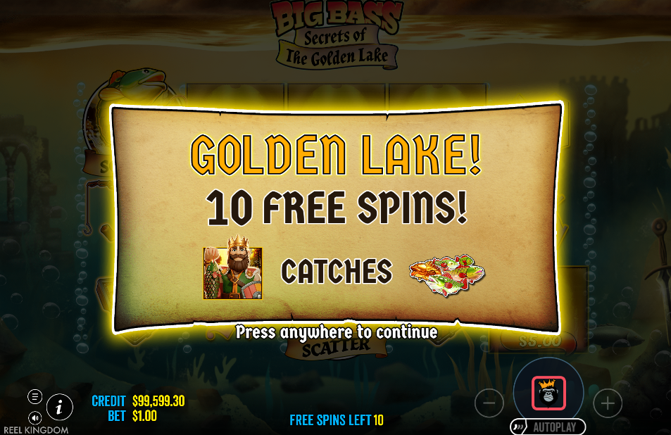 Golden Lake variant free spins triggered in Big Bass Secrets of the Golden Lake