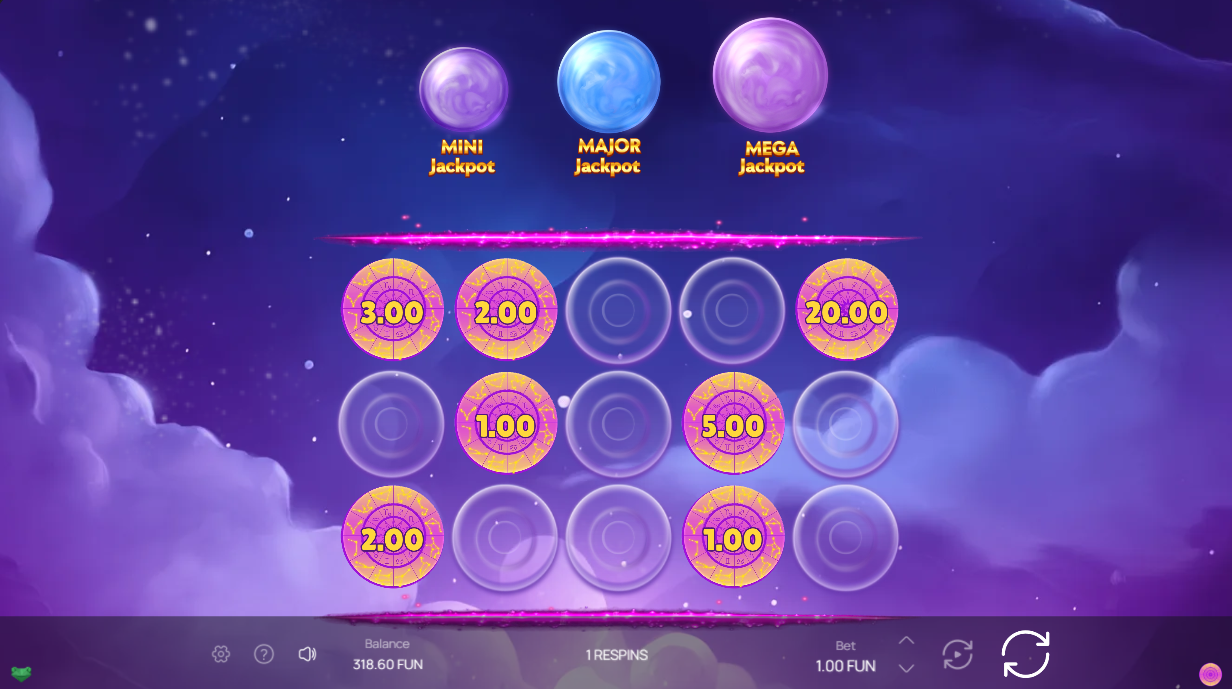 Hold 'n' Win round in progress showing locked money symbols