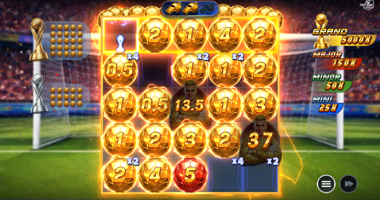 Treble Riches Penalty Kick Respins with a near full grid of football coins