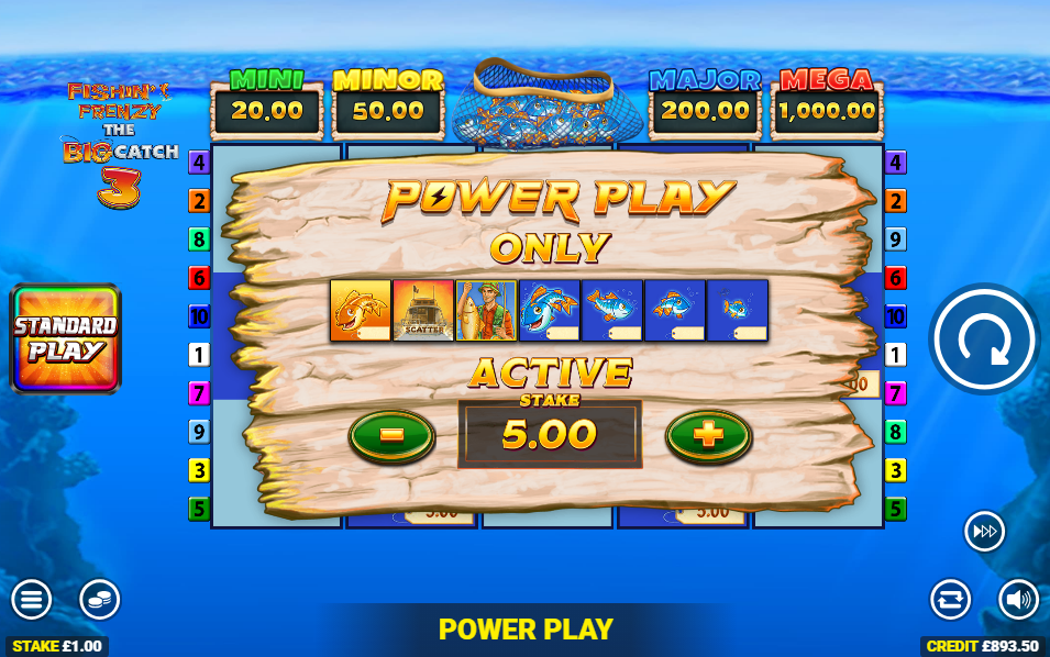 Power Play mode active in Fishin Frenzy The Big Catch 3