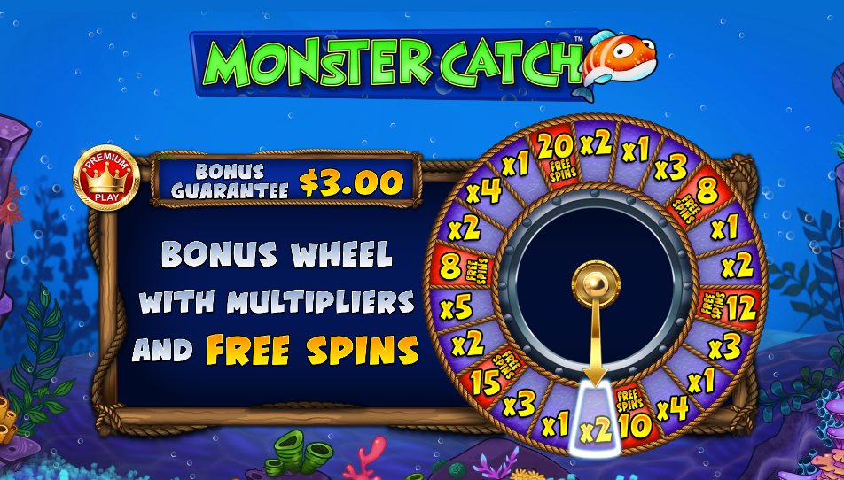 Premium Play bonus wheel with multipliers and free spins segments