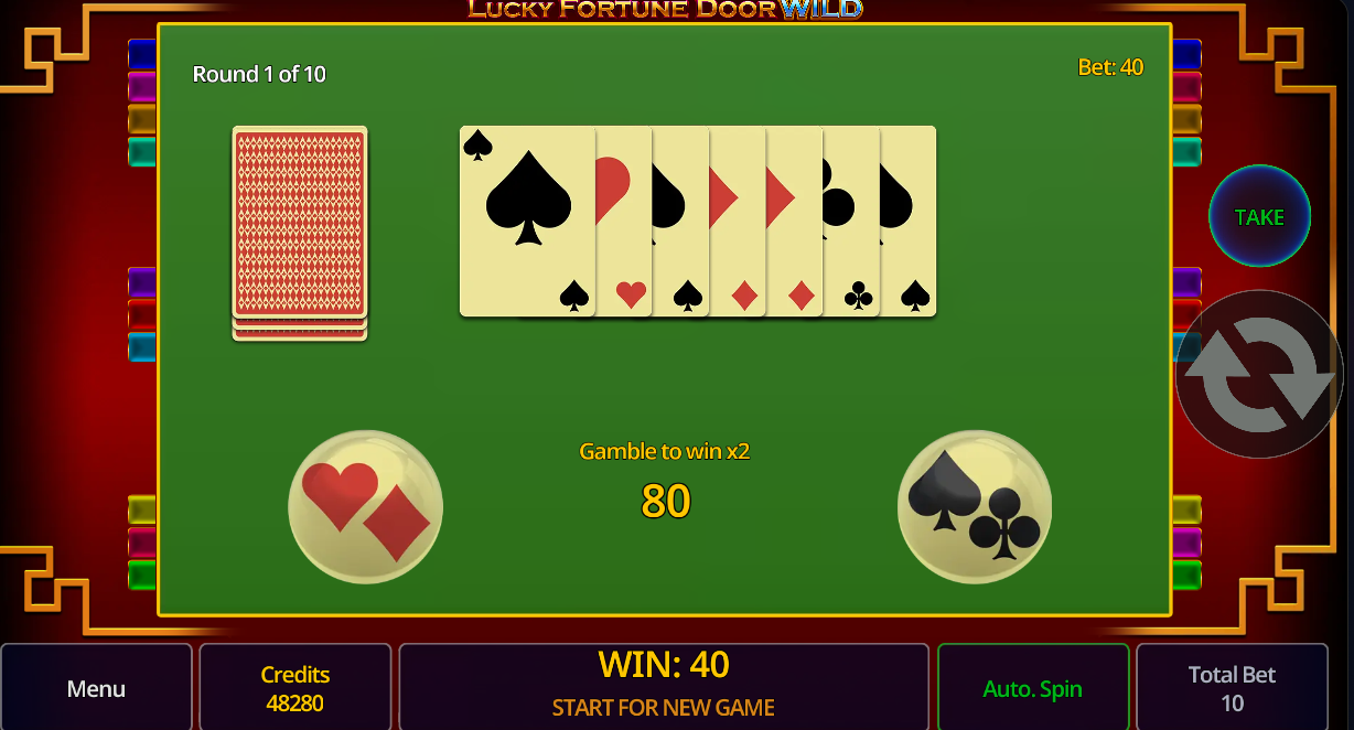 Risk Game with six playing cards revealed and a gamble to win