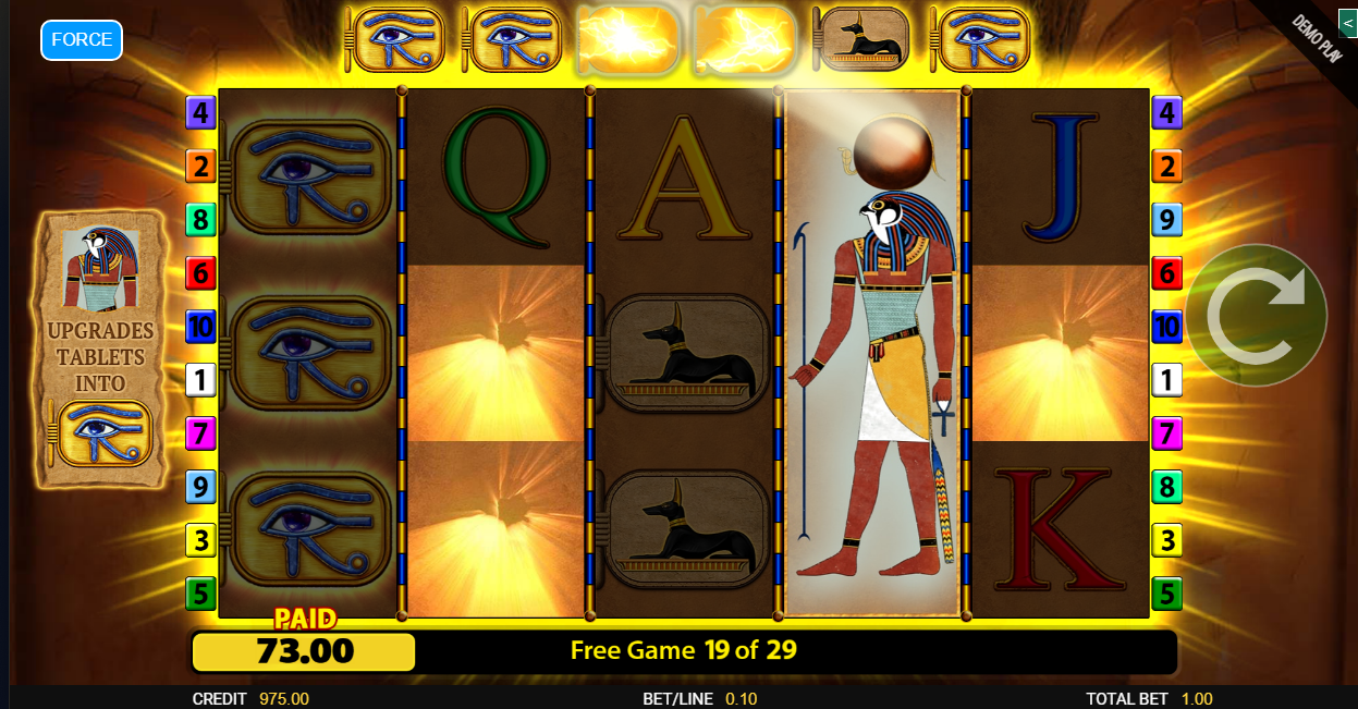 Horus expanding wild and symbol upgrades