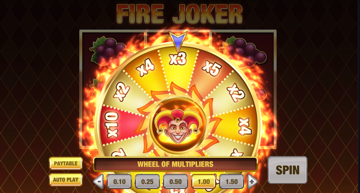 Fire Joker multiplier wheel with 12 segments