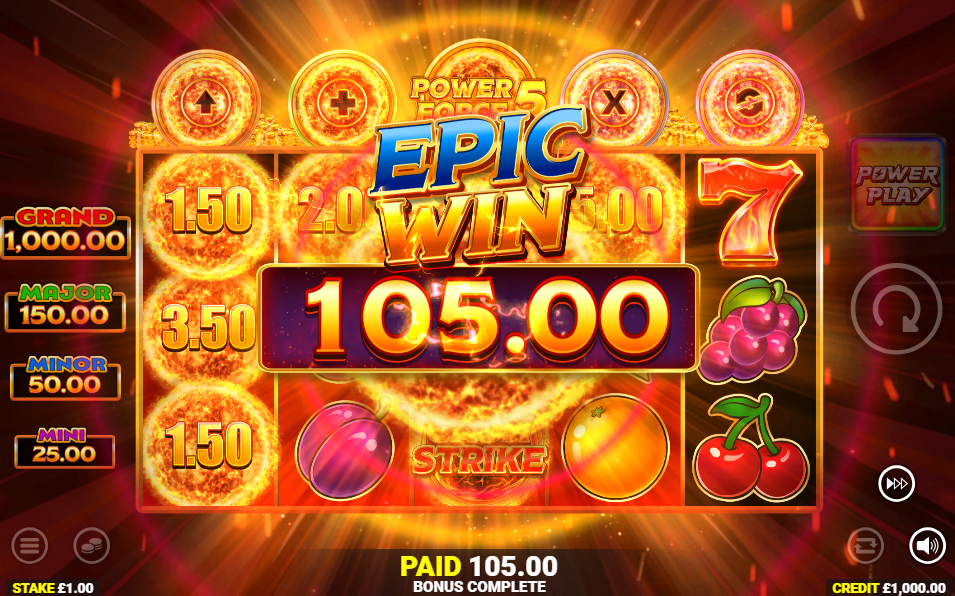 Epic Win screen in Cash Strike Power Force 5