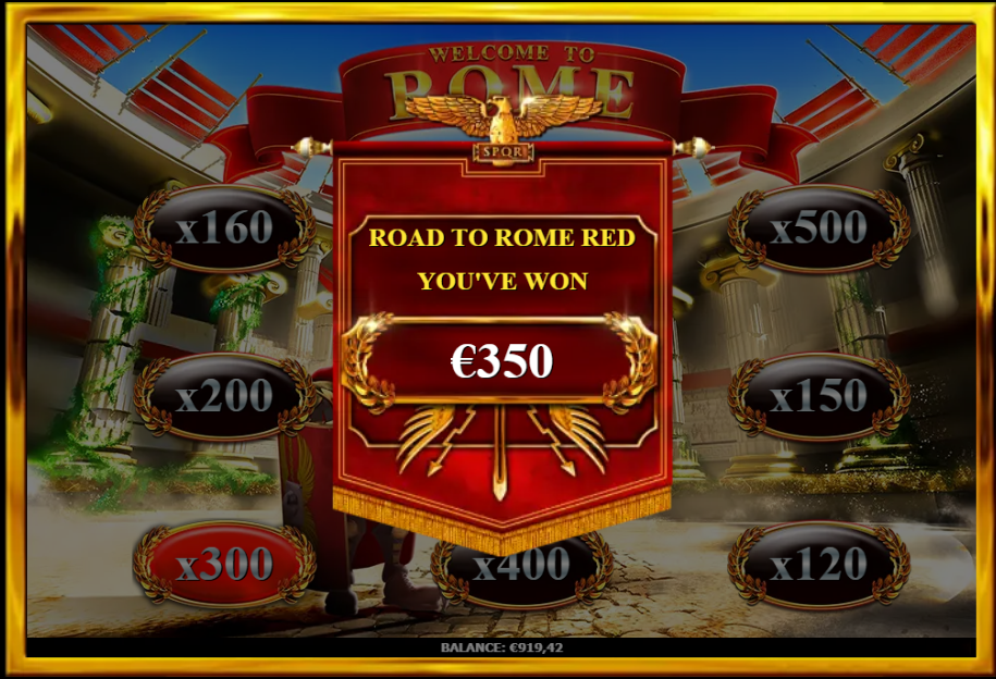 Road to Rome Red bonus result
