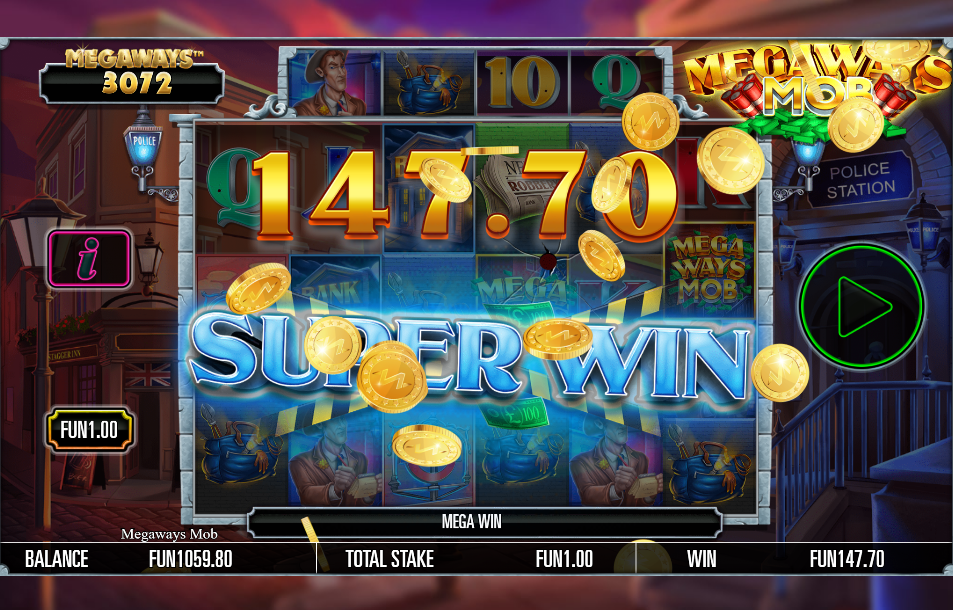 Super Win screen showing £147.70 paid