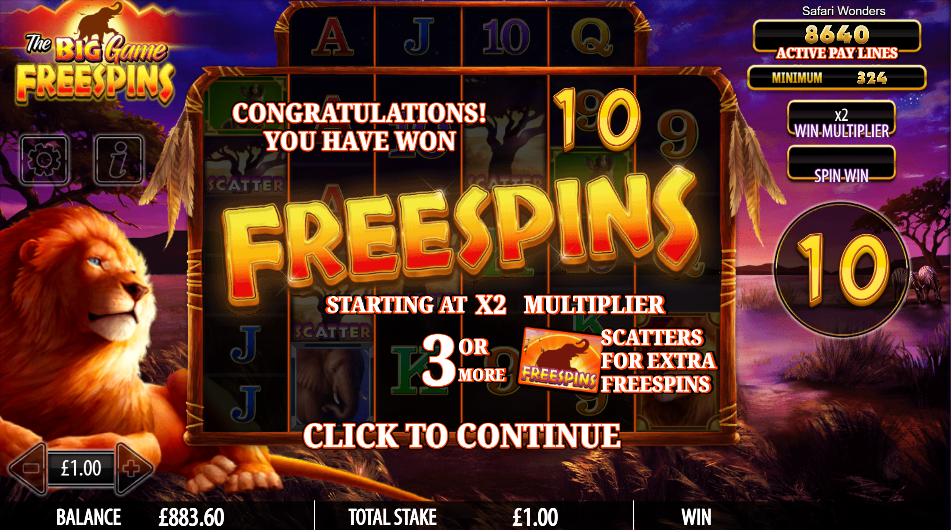 Safari Wonders free spins activation