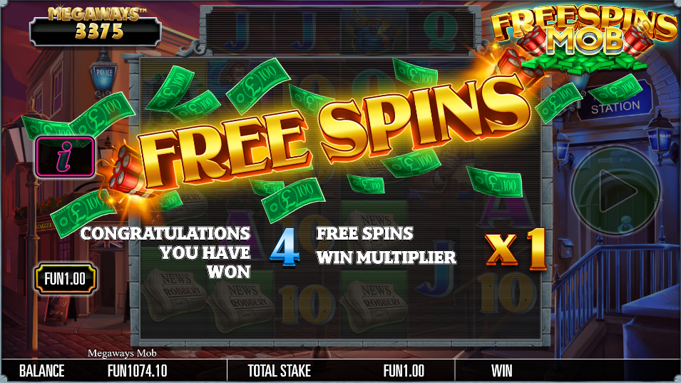 Megaways Mob Dynamite feature awarding 4 free spins