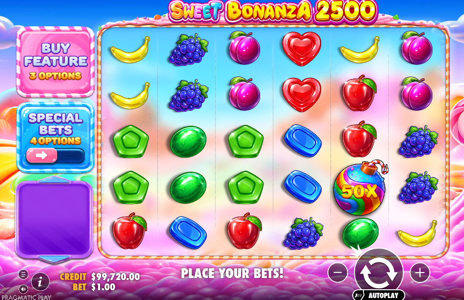 Sweet Bonanza 2500 with Super Spins 1 active