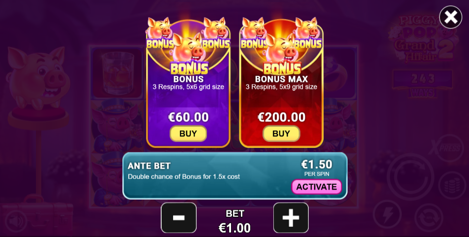 XPress panel showing 3 purchase options