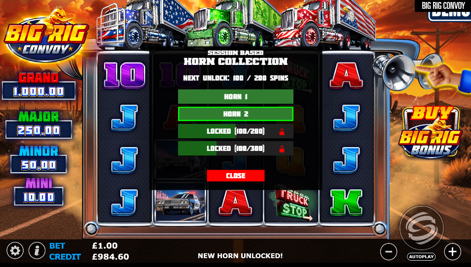Big Rig Convoy horn unlock menu