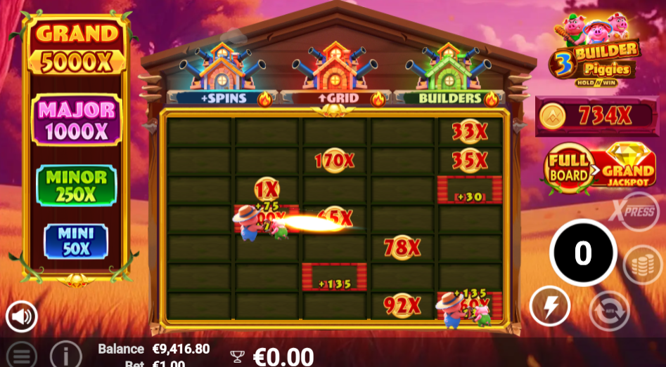 Builder Frames feature active in 3 Builder Piggies